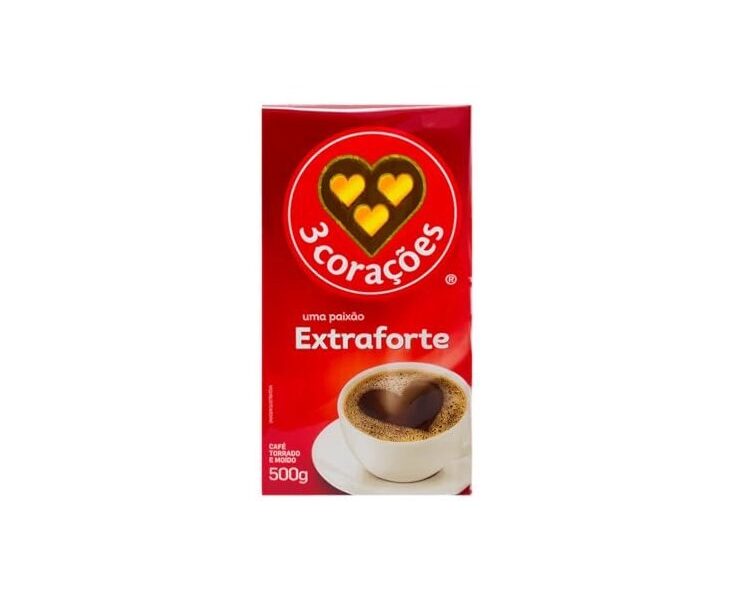 3 Corações Café Torrado e Moído Extra Forte, 500g vácuo