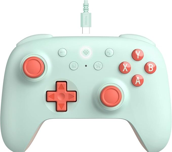 8Bitdo Ultimate 2C Wired Controller for Windows PC and Android, with 1000Hz Polling Rate, Hall Effect Joysticks and Hall Triggers, and Remappable L4/R4 Bumpers (Mint)