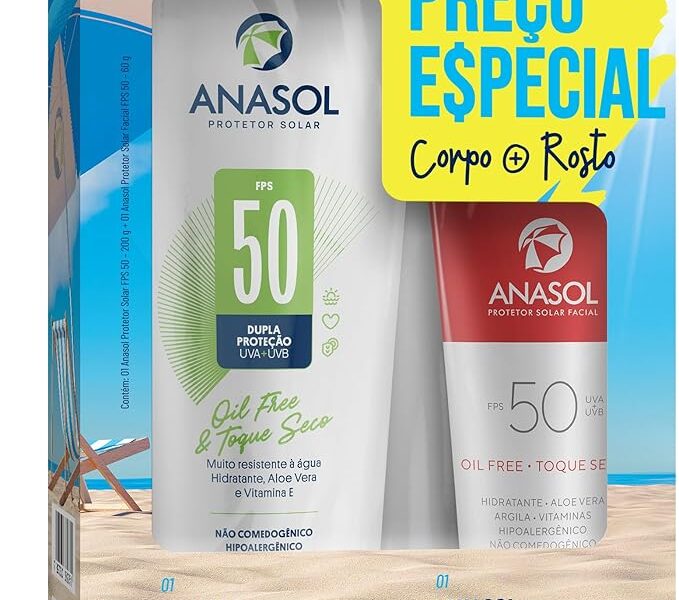 Anasol Conjunto Fps 50 Facial 60G + Fps 50 Corpo 200G na Link por R$ 35,91