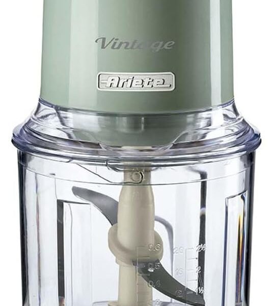 Ariete 438, Triturador e Processador de Alimentos Vintage Verde, 600 ml, 4 Lâminas de Aço Inoxidável, 2 Velocidades + Pulso, 250 Wats – 127V