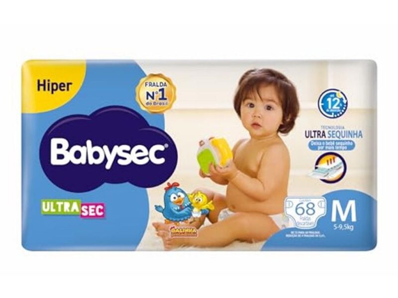 Babysec Fraldas Descartáveis Ultrasec Galinha Pintadinha, 72 Unidades, Tamanho M 5 – 9, 5 Kg, Babysec, Azul, M