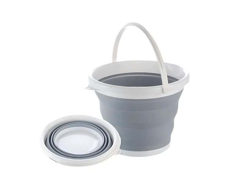 Balde de Silicone Dobrável 5 Litros Com Alça | Retrátil, Flexível, Compacto, Multiuso, Ideal Para Limpeza