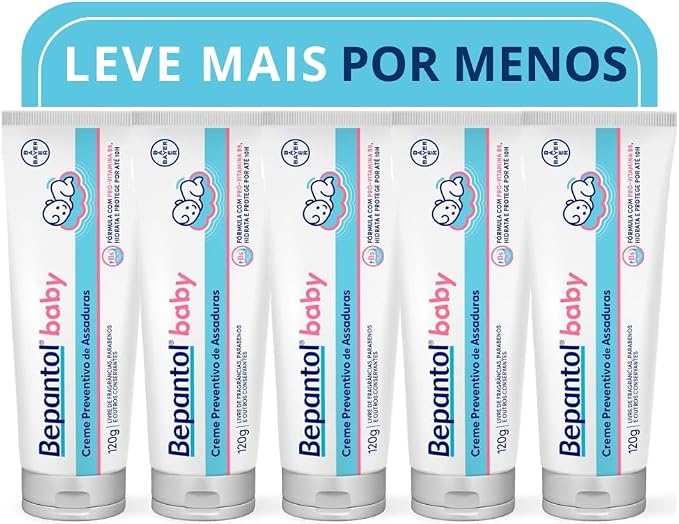 Bepantol Baby Pomada Assadura Bebe, Hipoalergênica, Kit 5 Unidades 120g