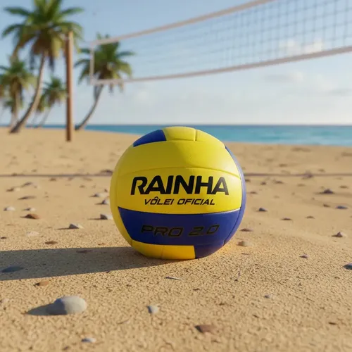 Bola De Volei Oficial 2.0 Rainha Quadra Ultra Power Amarelo e azul Areia Tamanho 5 Macia Costurada Câmara Butil Para Treino e Jogo