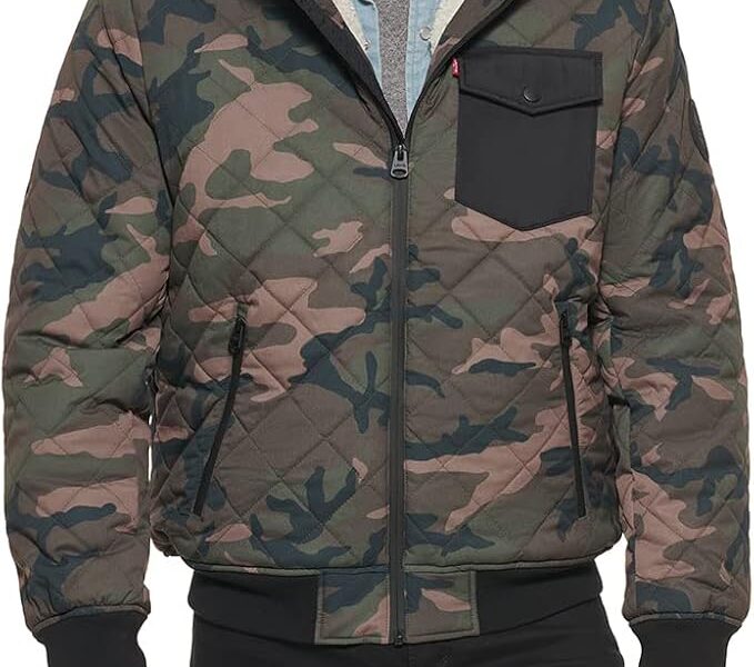 Bomber Levi’s Jaqueta bomber masculina acolchoada de diamante forrada com sherpa Levi’smasculino