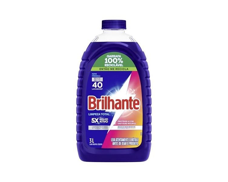 Brilhante Limpeza Total – Lava Roupas Líquido 3L