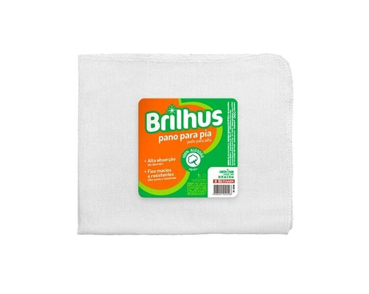 Brilhus – Pano de Pia em Algodão para Limpeza, Cor Branca, Bettanin