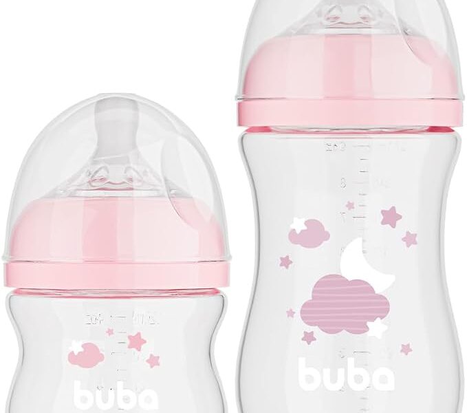 Buba, Kit 2 Mamadeiras Easy Flow Nuvem Rosa 120/270ml
