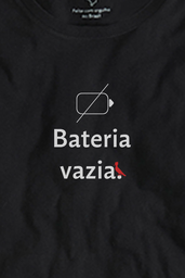 CAMISETA FEM PRETA REVERSA EST BATERIA VAZIA