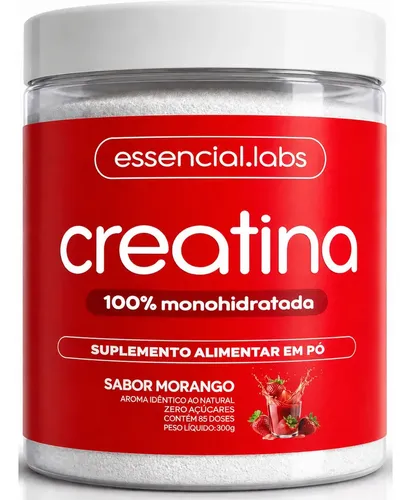 CREATINA MONOHIDRATADA 100% Pura – Sabor Morango – 300g