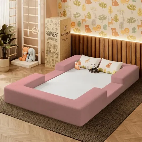 Cama Montessoriana Berço Infantil 100% Espuma Balaqui Decor Rosa