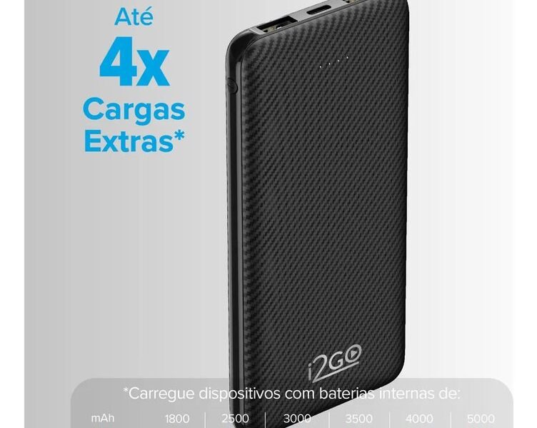 Carregador Portátil Power Bank I2go 10000mah Cor Preto