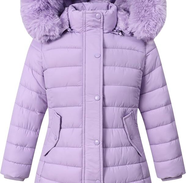 Casaco longo quente impermeável de inverno para meninas, jaqueta acolchoada infantil, parca, capuz removível