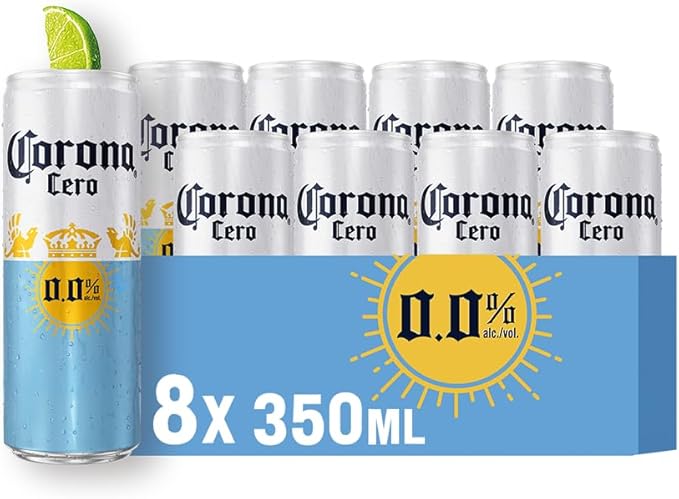 Cerveja Sem Álcool Corona Cero Sunbrew, Lata 350ml, Pack com 8 unidades
