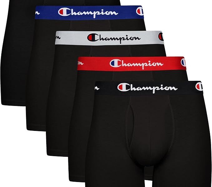 Champion Cuecas boxer masculinas, roupa íntima confortável de algodão elástico que absorve umidade, pacote com várias unidades