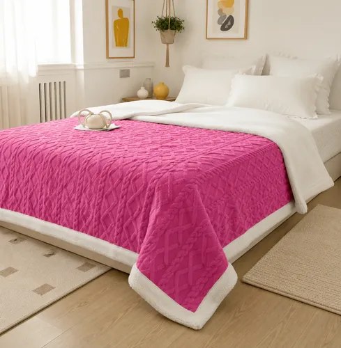 Cobertor Manta De Casal 2,00×1,80 Canelada Sherpa Cores