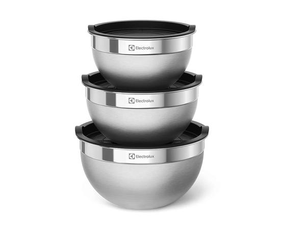 Conjunto de Bowls Tigelas de Inox com Tampa Plástica Electrolux