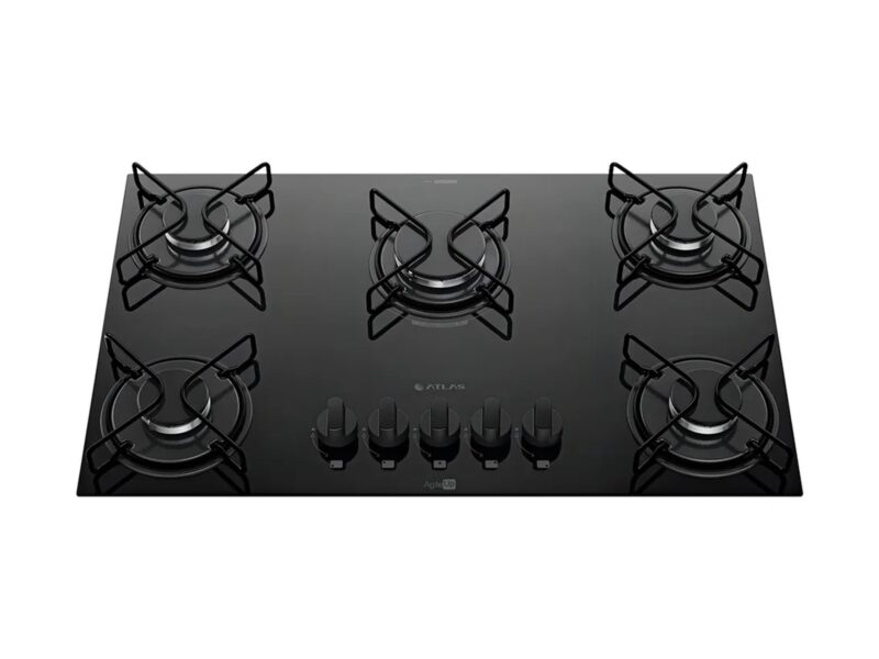 Cooktop 5 Bocas A Gás Atlas Agile Up Mega Chama Preto