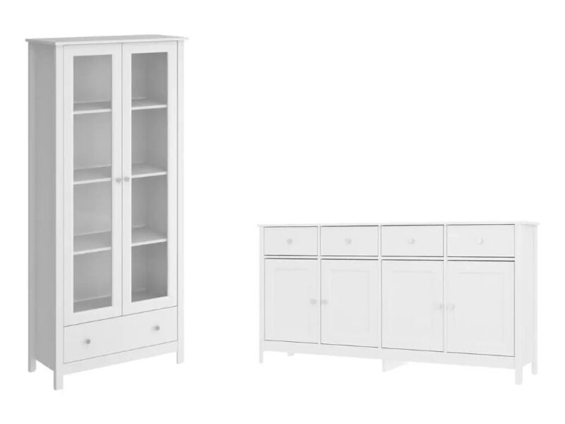 Cristaleira + Aparador Buffet Ditália E-954 + R-626 Branco