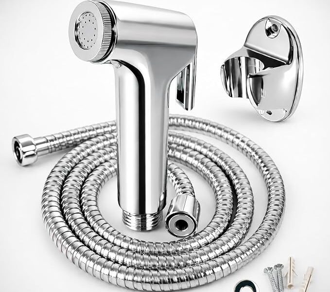 Ducha Higiênica Bidê para Banheiro Lavabo Chuveirinho com Mangueira Flexível de 1,50m Econômica Prática e Sustentável Premium com Suporte de Parede e Kit de Fixação