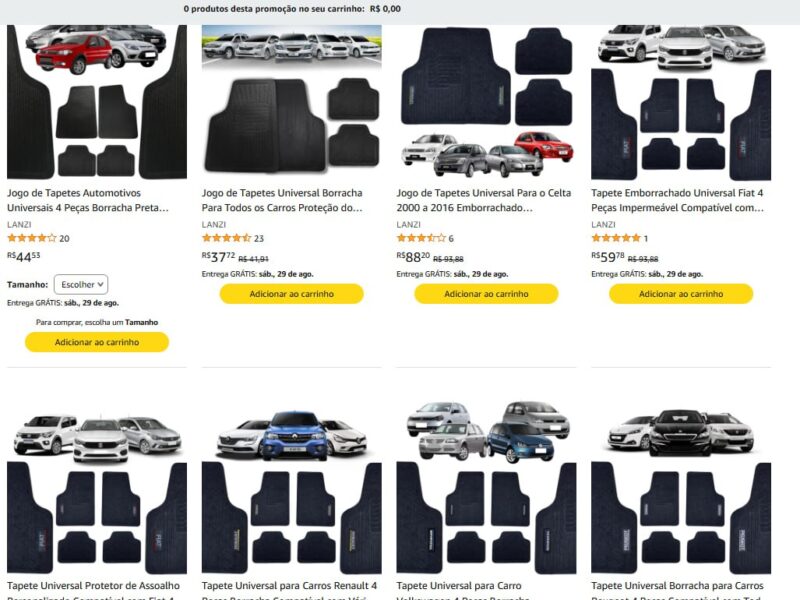 Economize 39% em Tapete Universal para Carro