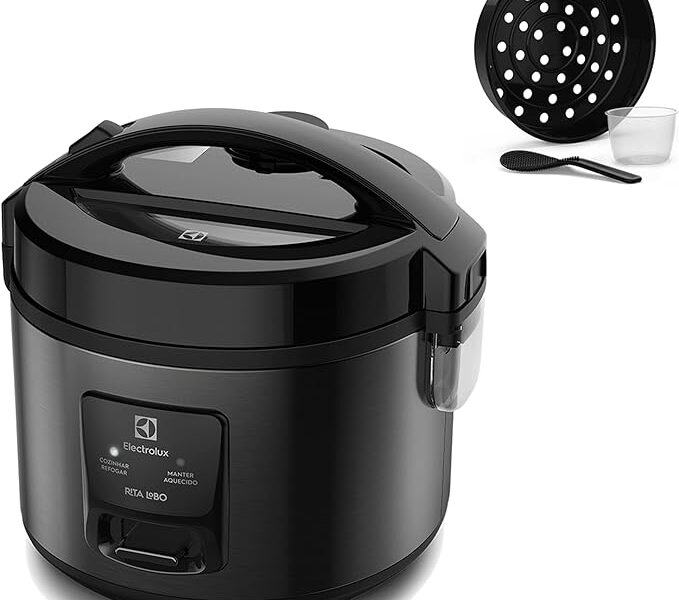 Electrolux Panela Elétrica vapor arroz capacidade 2L 6 Xícaras 2 em 1 timer panela removivel antiaderente tampa com visor transparente ERC10 inox 220v por Rita Lobo