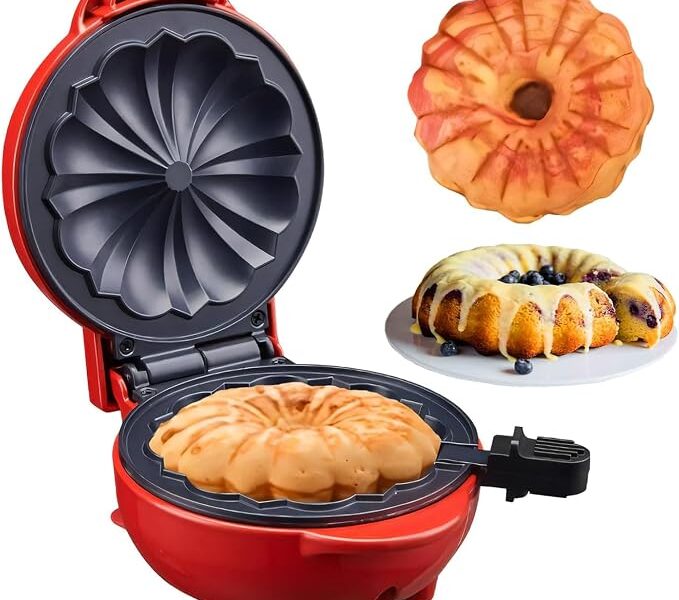 Fazedor de bolos mini Portátil 110V Cozimento Rápido Fácil de Usar Ideal para Bolos Pequenos e Sobremesas Presente Criativo para Cozinha Máquina Elétrica para Bolos Mini (Vermelho)