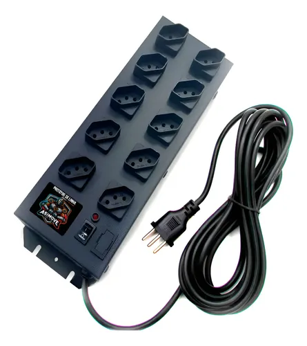 Filtro De Linha Regua Metal 10 Tomadas Extensao De 3 Metros