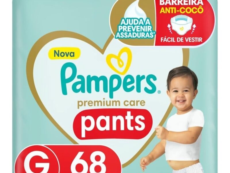 Fralda Pampers Premium Care Pants Tamanho G, Fácil de Vestir, 68 Unidades