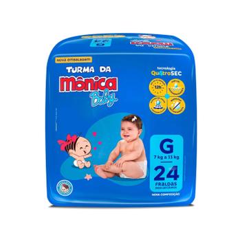 Fralda Turma da Mônica Baby Tam. G 7 a 11kg – 24 Unidades – Fralda Descartável –