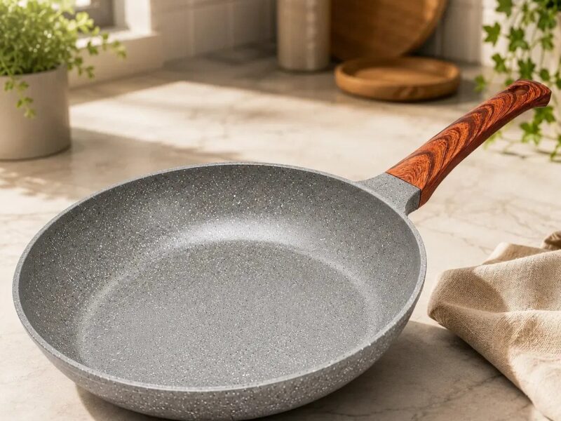 Frigideira Cerâmica Antiaderente 24cm Indução Cooktop Fogão a Gás Não Gruda Sem Óleo Cor Cinza Granito