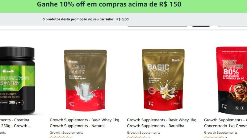 GROWTH NA AMZON 💪 GANHE 10 % OFF EM COMPRAS ACIMA DE R$ 150