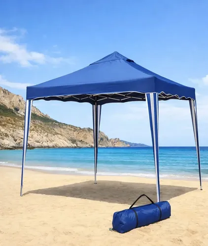 Gazebo articulado 3×3 tenda para praia aço cor azul