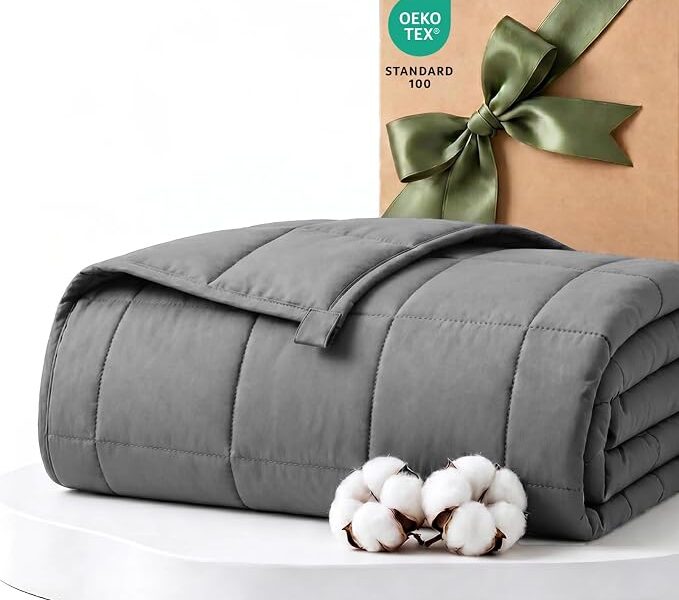 Gkyet Cobertor pesado para adultos, 122 x 182 cm, 6,8 kg, cobertor pesado cinza macio com contas de vidro, cobertor respirável para todas as estações, lavável na máquina