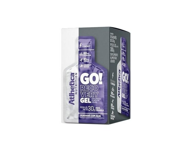 Go Energy Gel (10 Sachês) – Sabor Guaraná e Açai, Atlhetica Nutrition, Roxo
