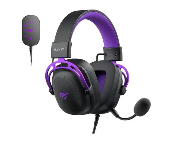 Headset Gamer Havit H2002c+u Usb P2 Drivers 53mm Cor Preto E Cor preto e roxo