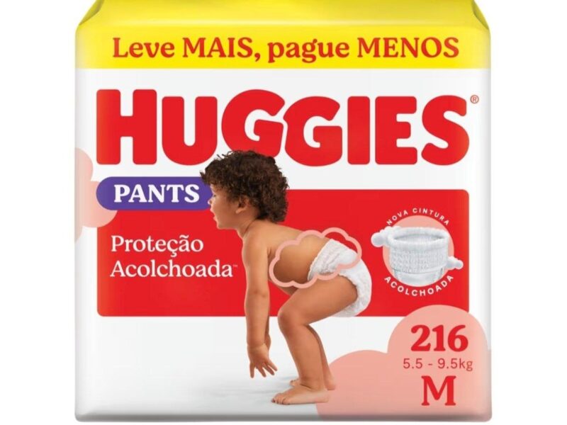 Huggies Fralda Pants Descartável Proteção Acolchoada M – 216 fraldas