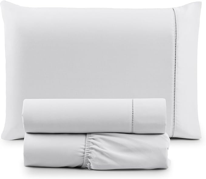 Jogo de Cama Classic Solteiro Percal 400 Fios Ponto Palito 03 Peças, Antiácaro, Anti-pilling com Toque Macio – Branco