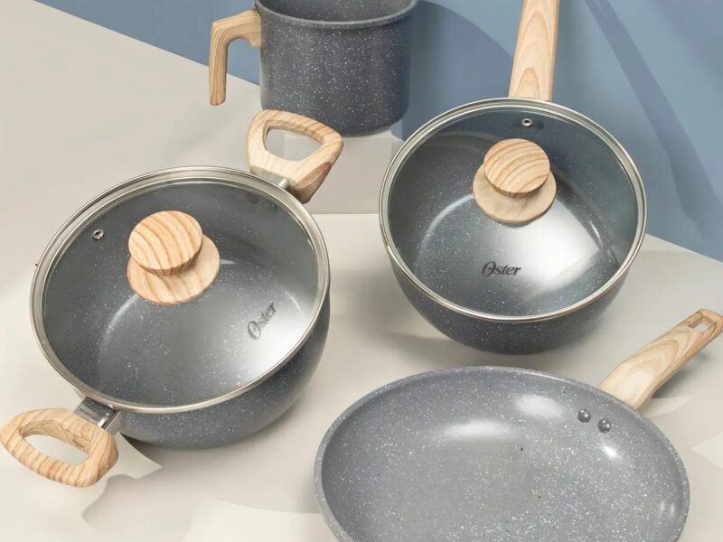 Jogo de Panelas Oster Marble Edition com 4 Peças de Cerâmica Antiaderente para Indução