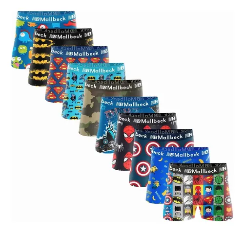 Kit 10 Cuecas Box Boxer Infantil Microfibra Menino Criança