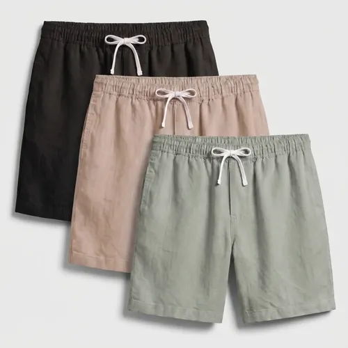 Kit 3 Bermuda Linho Short Masculino Moda Praia Leve Basico