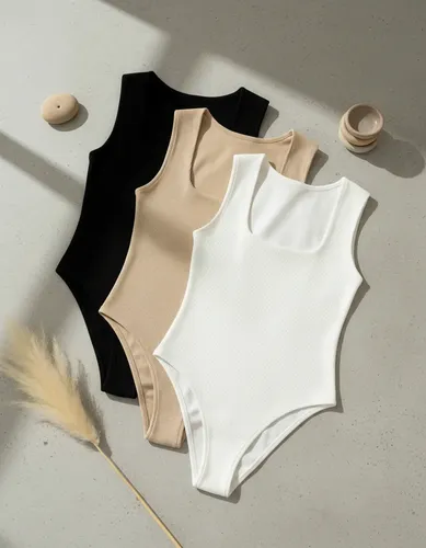 Kit 3 Body Plus Size Regata Decote Quadrado Conforto Estilo