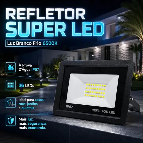 Kit 5 Refletores LED 100W IP67 à Prova D&quotÁgua 6500K Branco Frio Bivolt
