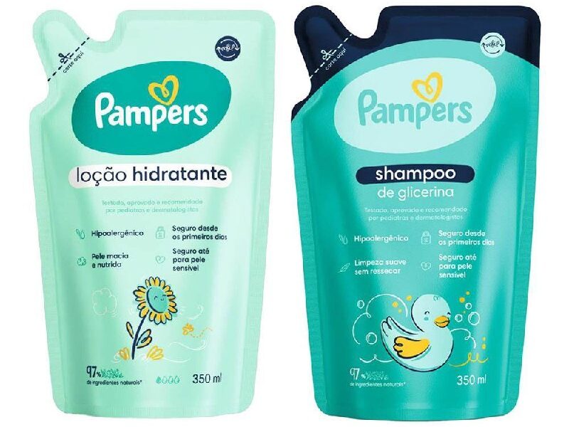 Kit Pampers Refil Shampoo Glicerina 350ml + Loção Hidratante Infantil 350ml