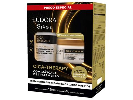 Kit de Tratamento Capilar Eudora Siàge Cica-therapy Shampoo e Máscara – Kit de Tratamento para Cabelos –