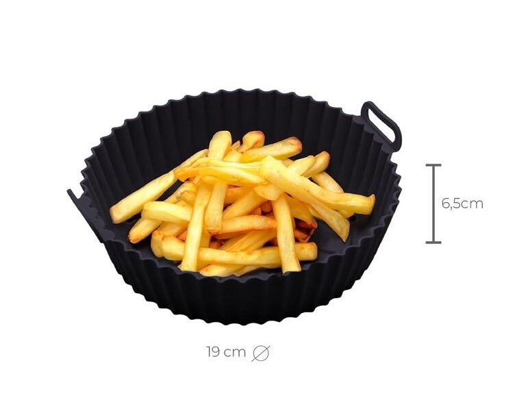 LYOR – Forma Redonda de Silicone para Air Fryer Preta 19cm x 6,5cm