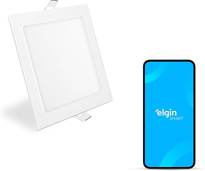 Luminária Inteligente 18W 3000-6500K Wifi Elgin Quadrada de Embutir compatível com Alexa e Google Home