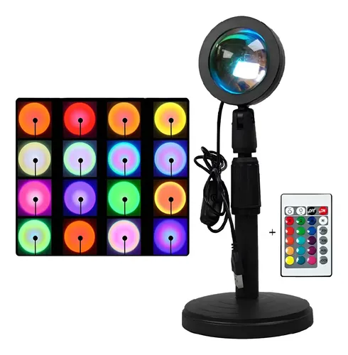 Luminária Por Do Sol Luz Noturna Led Sunset Com Remoto Usb