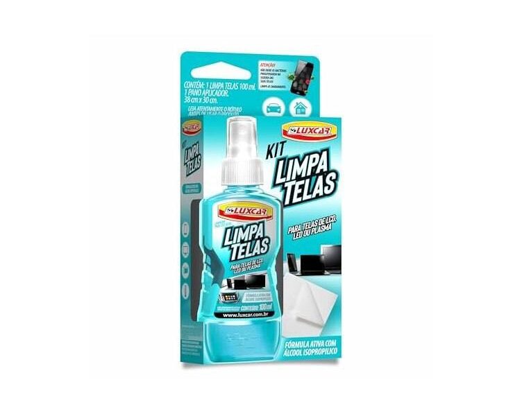 Luxcar Kit Limpa Telas 100 ml + Pano Aplicador – Fórmula Ativa Álcool Isopropílico
