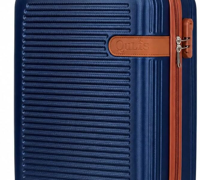 Mala de Viagem Pequena Bordo 360° Rígida com Rodinhas Giro Duplo e Cadeado Integrado, Leve, Resistente e Elegante para Avião e Viagens Curtas (Azul Escuro)